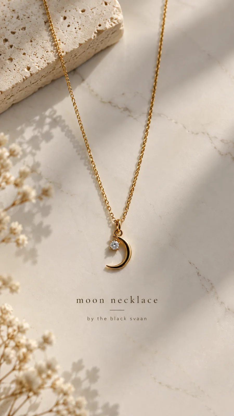 moon pendant anti Tarnish chain